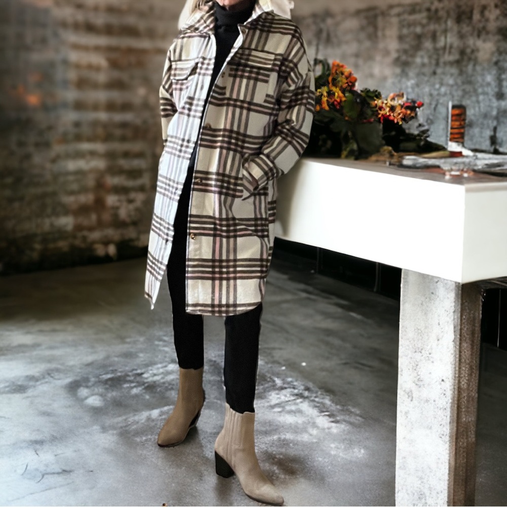 Ci Sono “Camel Plaid” Shacket M